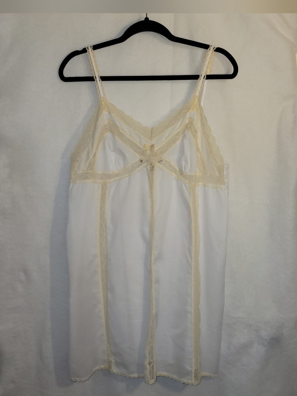 Vintage Victoria's Secret White Lace Trim Babydoll Chemise Slip XL